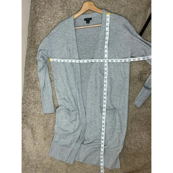 Nordstrom halogen Cashmere Blend Long Open Front Gray Cardigan quiet Luxury M - Picture 10 of 10